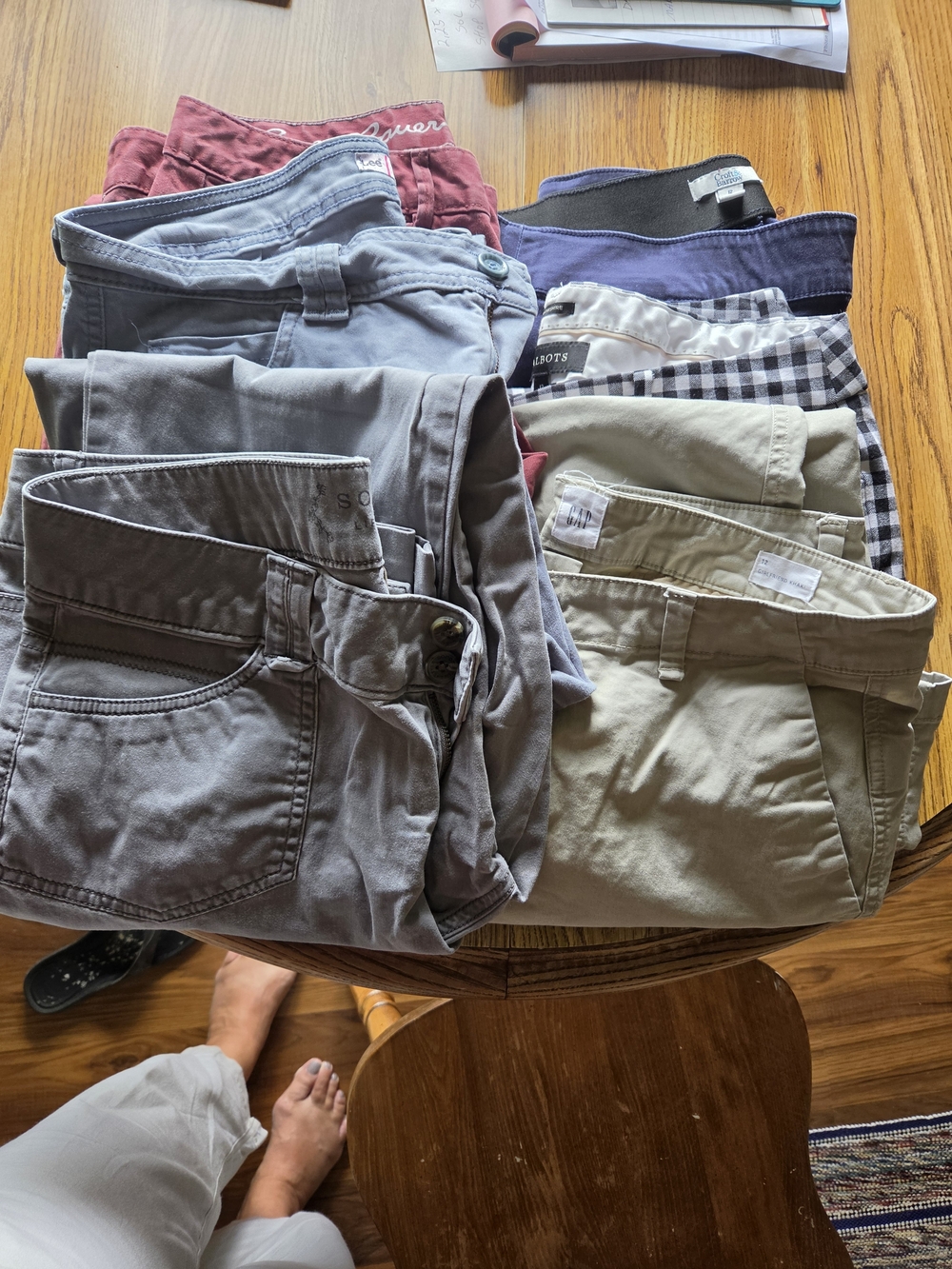 Women's Cotton Blend Casual Bottoms - Gray, Light Blue, Khaki, Navy & Burgundy
